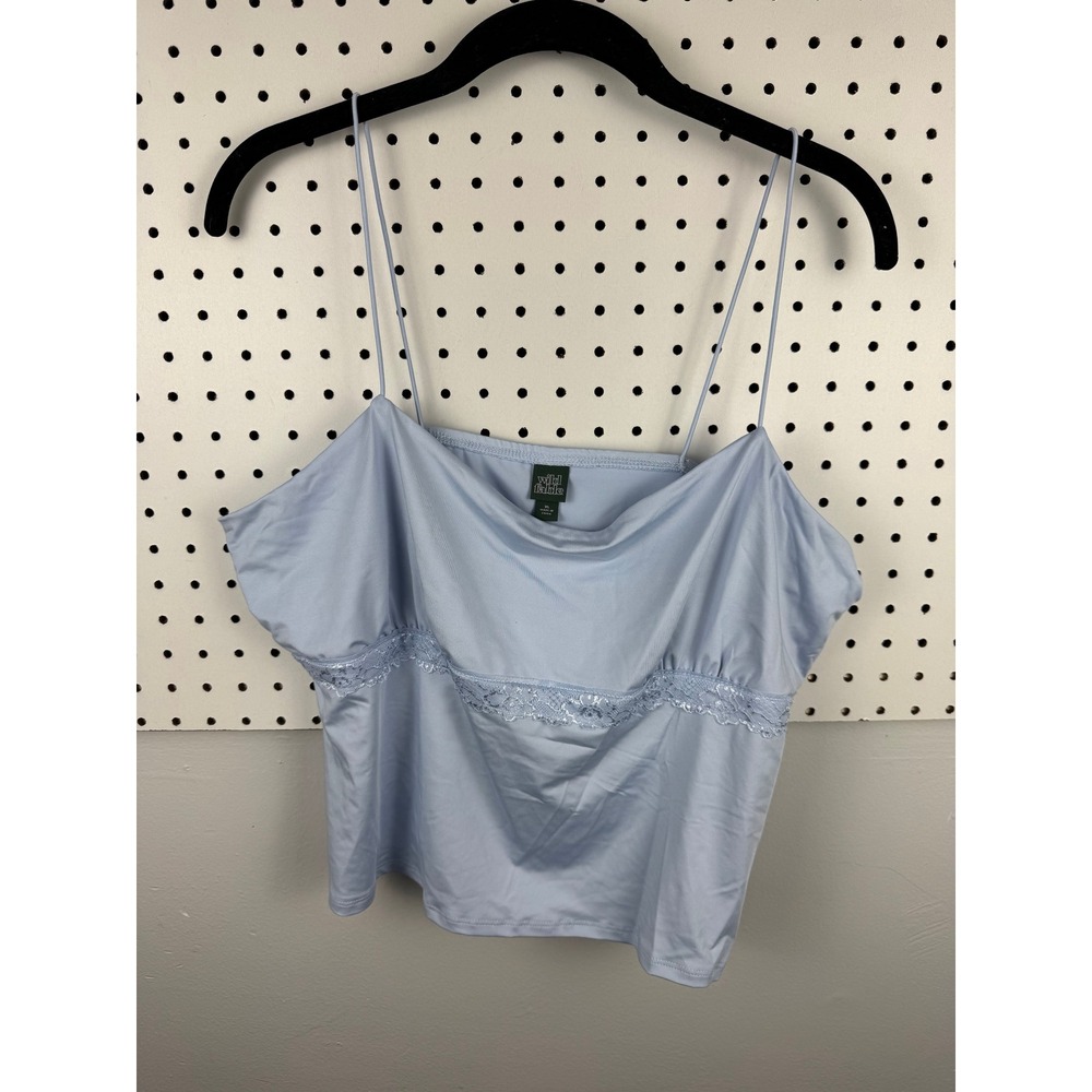 Wild Fable Light Blue Lace Trim Cami Top Spaghetti Strap XL NWT TART1042J